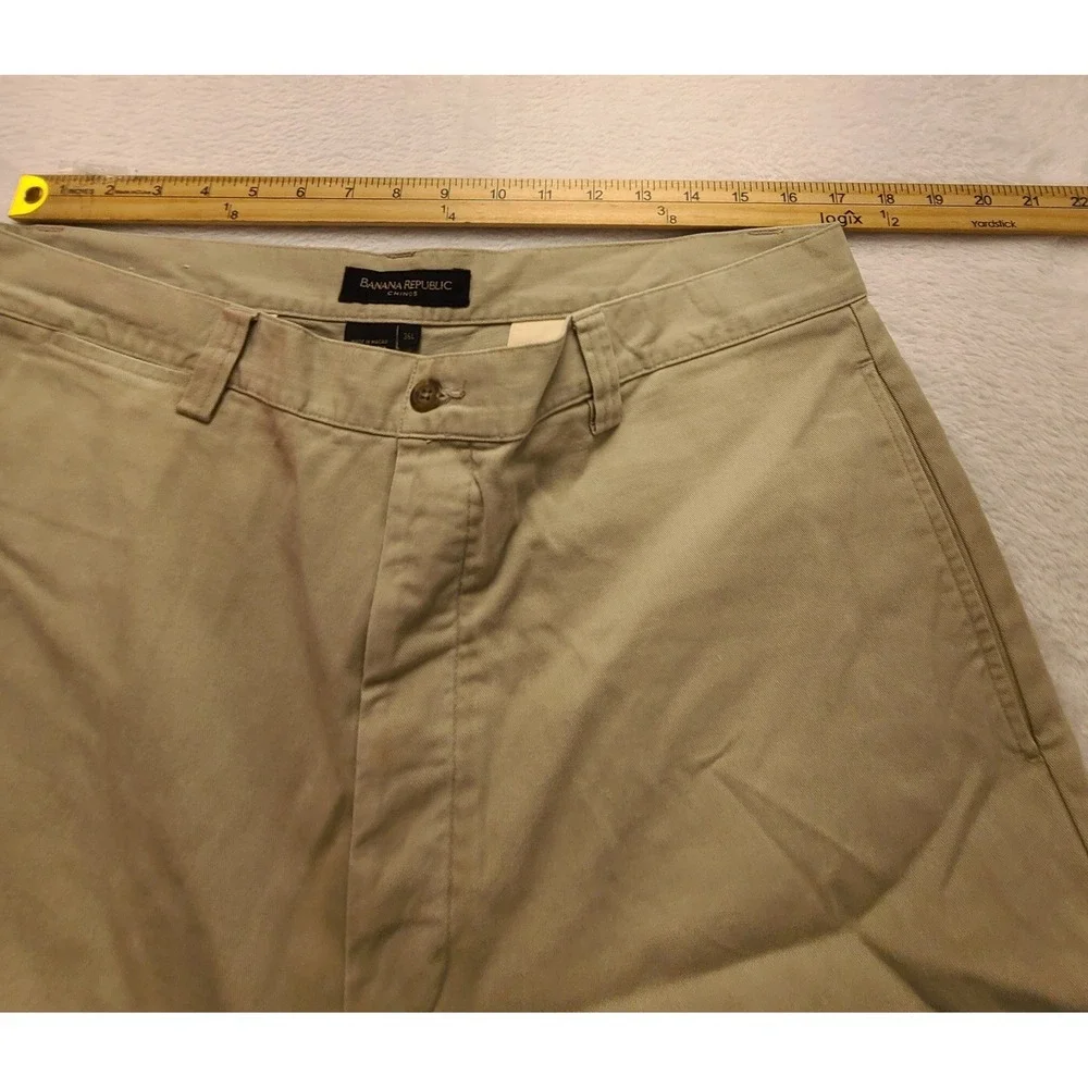 Banana Republic Chinos Men's 36x31 Khaki Tan 100% Cotton Flat Front Casual Pants